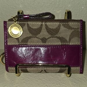 Coach Brown and Purple Key & Card Holder
